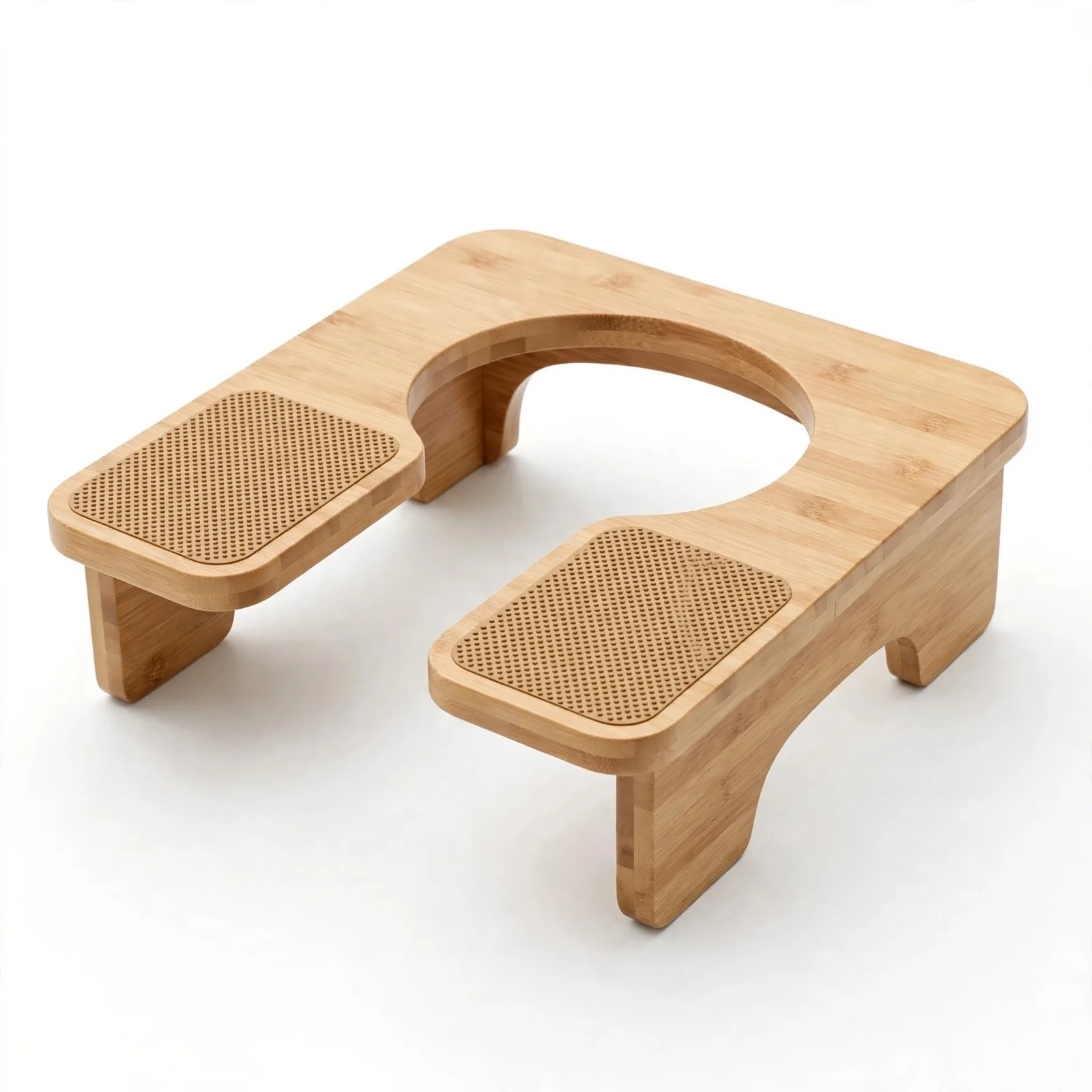 SquatEase Bamboo Flip toilet stool — natural bamboo dual-height flippable bathroom stool